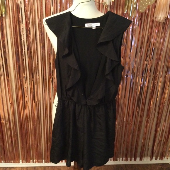 BCBGeneration Black Frill Romper - Picture 1 of 3